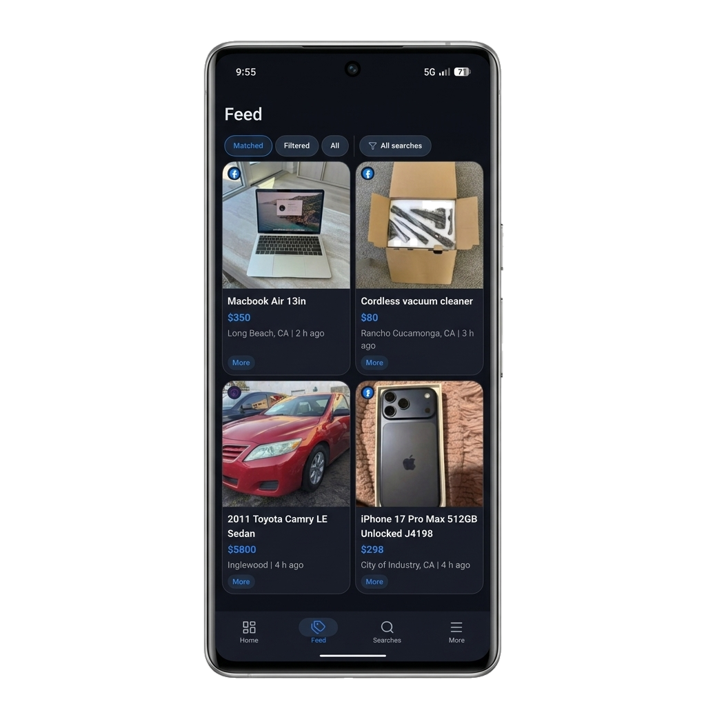 Classifindr Android alert feed with Gumtree listing matches